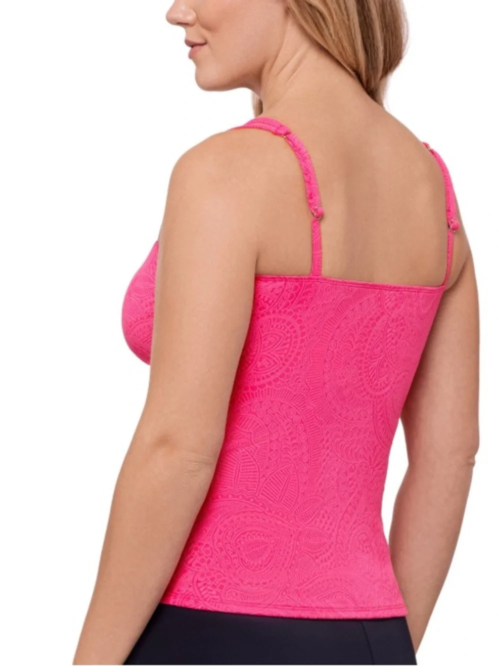 Swim Solutions Women’s Paisley-Print Tunnel Tankini Top-Paisley Jaquard - Picture 4 of 4